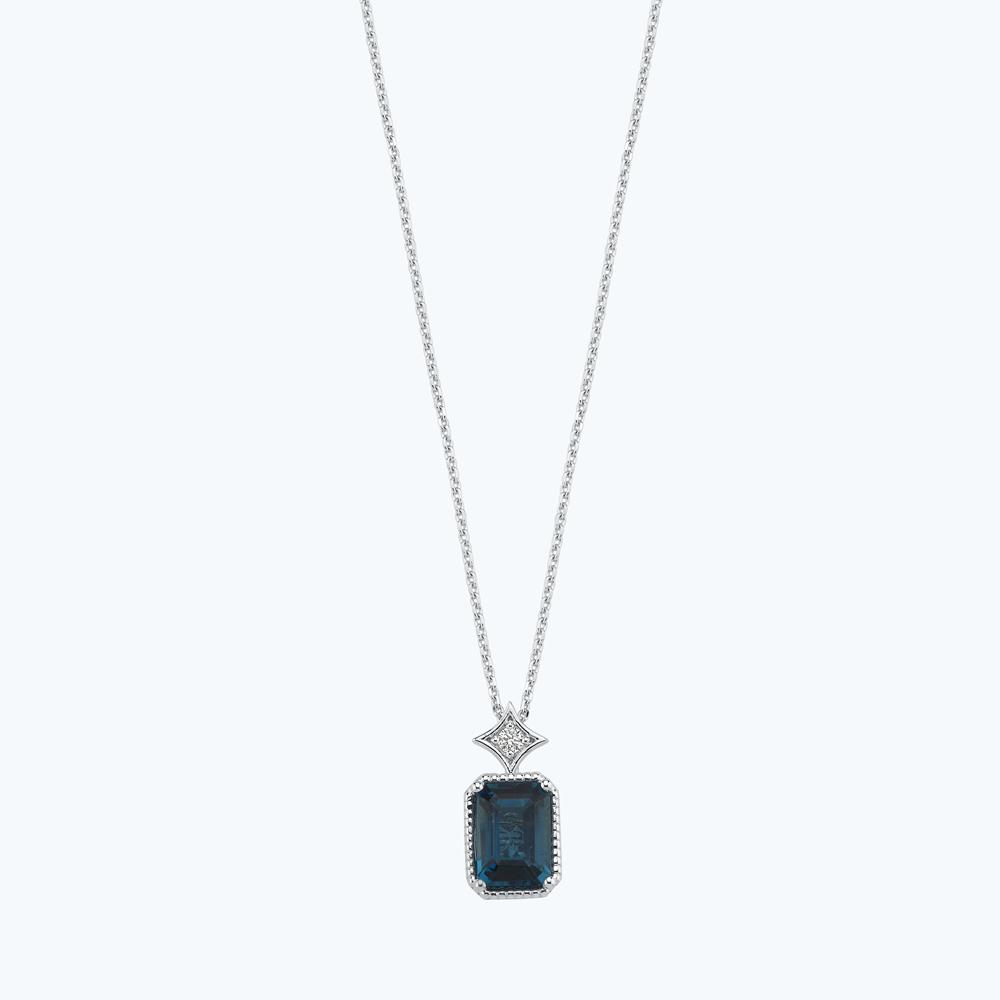 Pırlanta London Blue Topaz Kolye