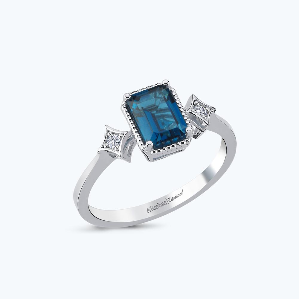 Pırlanta London Blue Topaz Yüzük