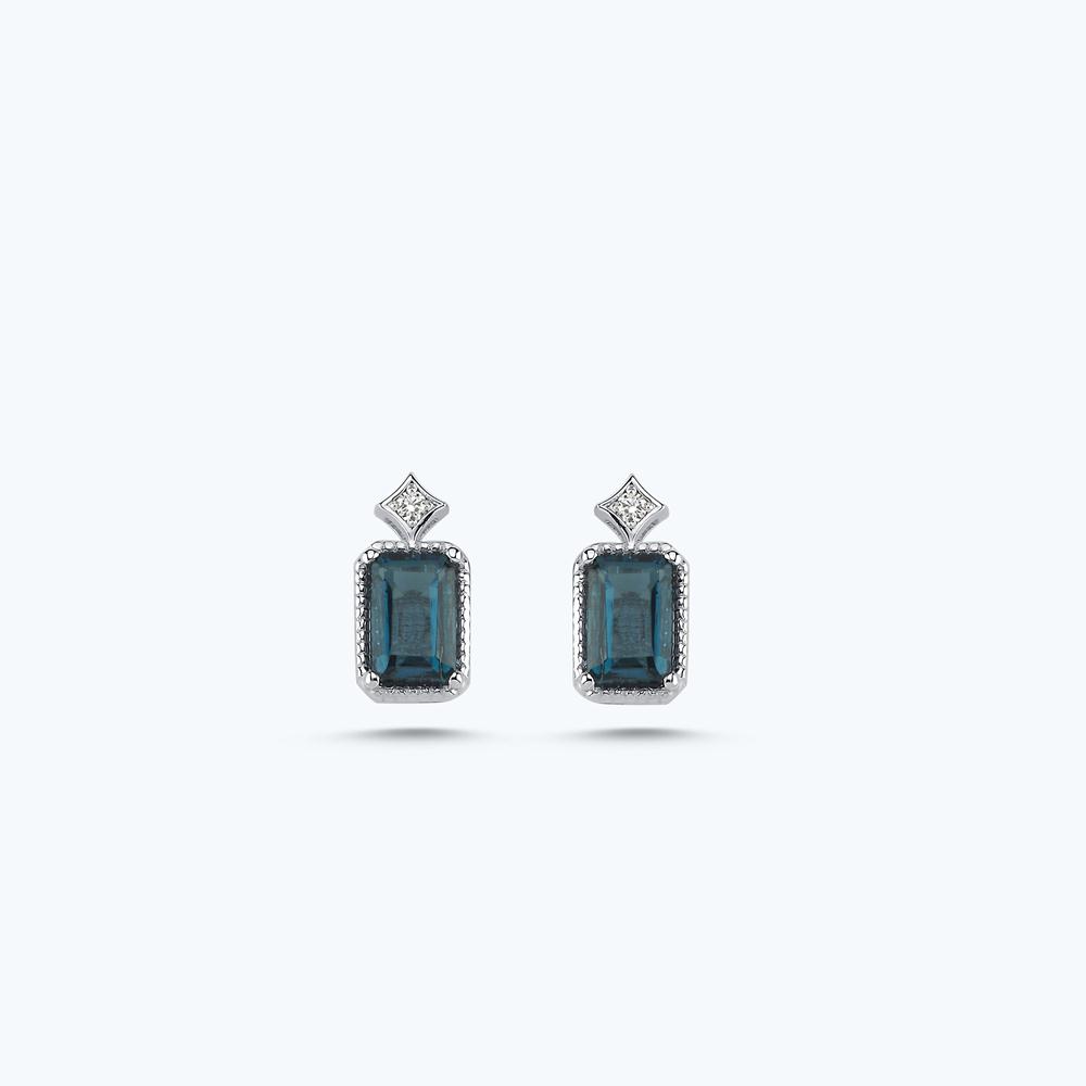 Pırlanta London Blue Topaz Küpe